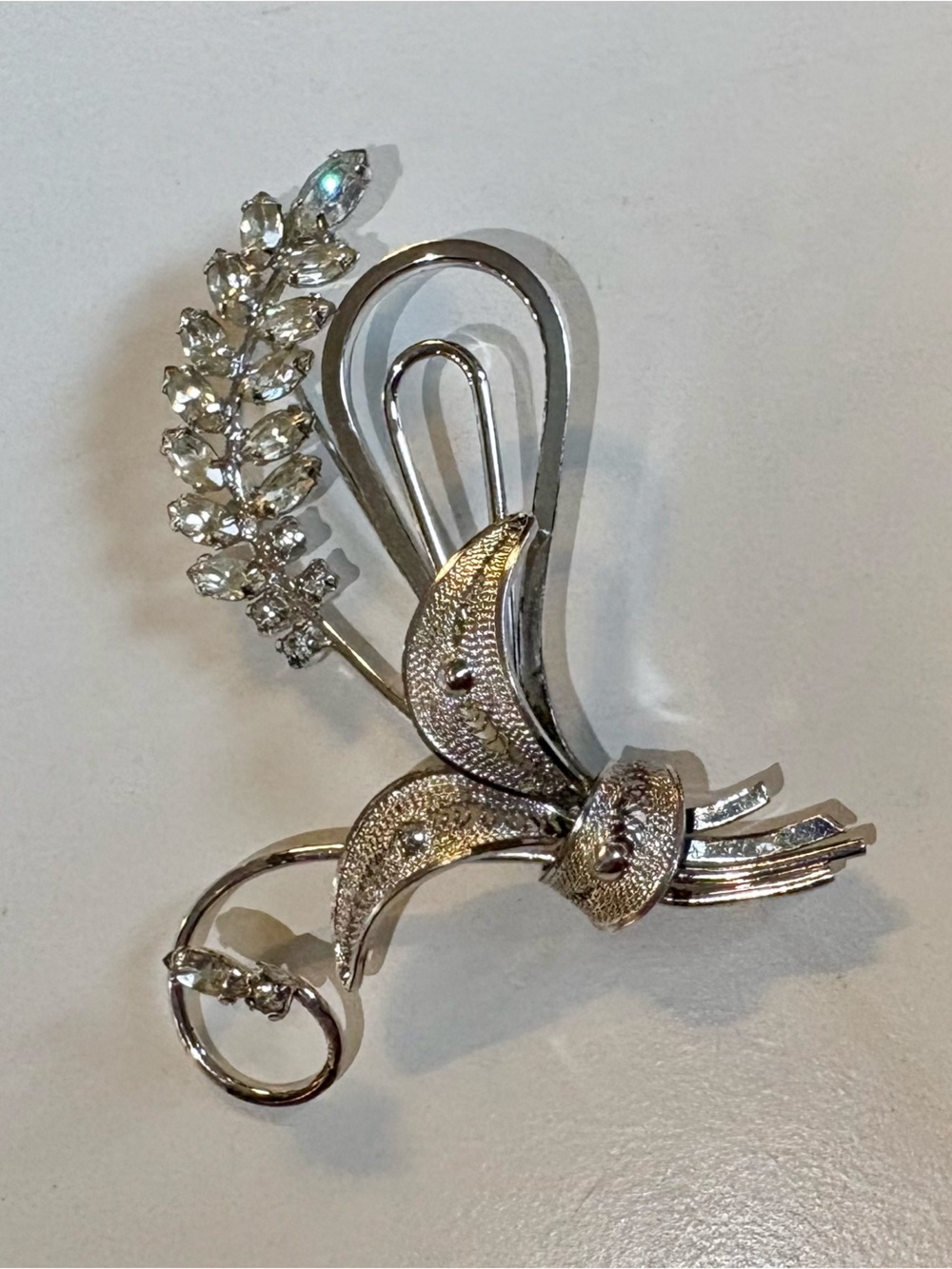 Sterling Silver “Jay Flex” Crystal Floral Statement Brooch Elegant Women Jewelry